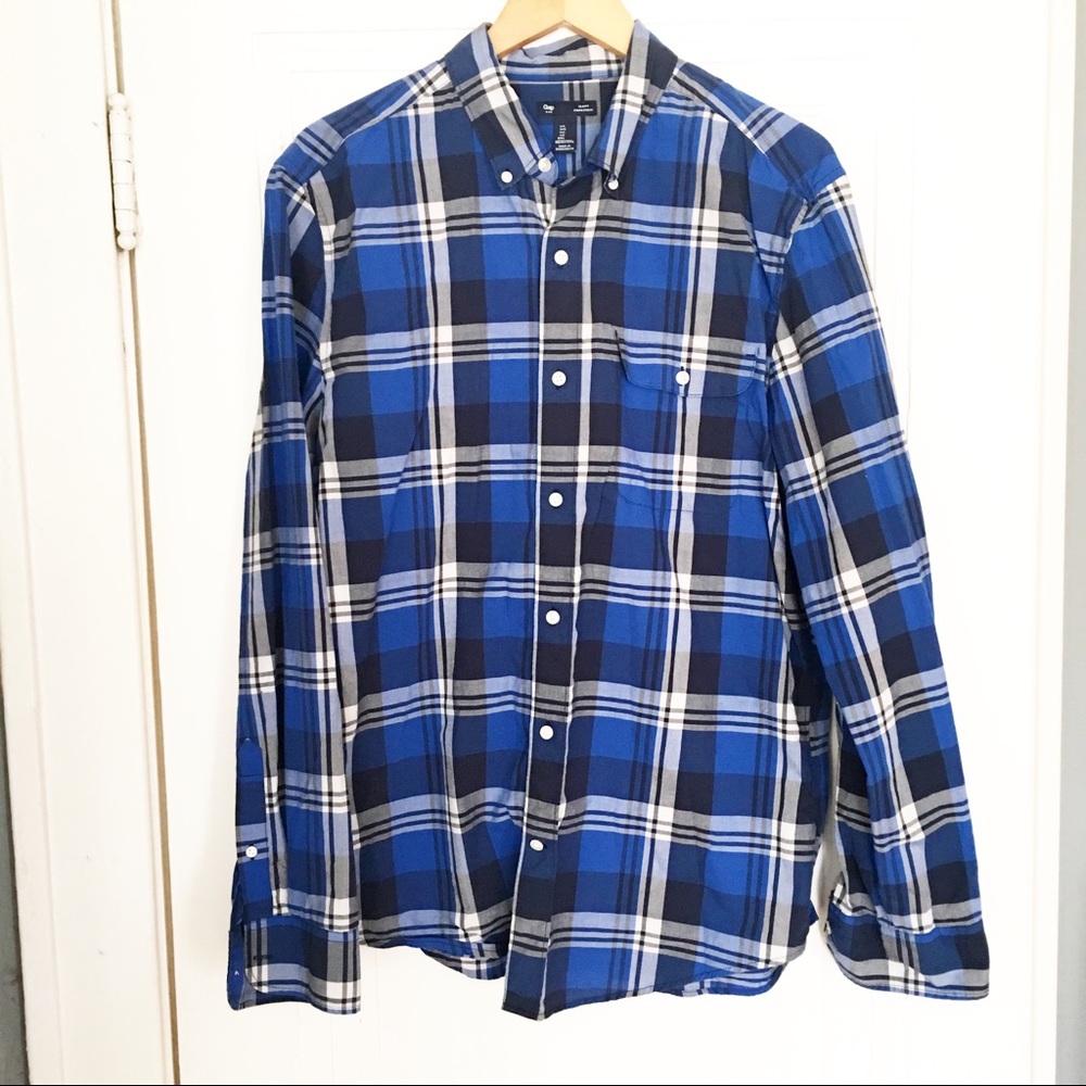 GAP Blue Plaid Button Down